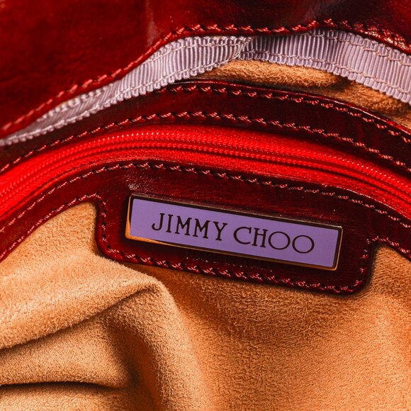 Jimmy Choo Mahala Red Slouchy Leather & Suede Shoulder Bag - Picture 13 of 13